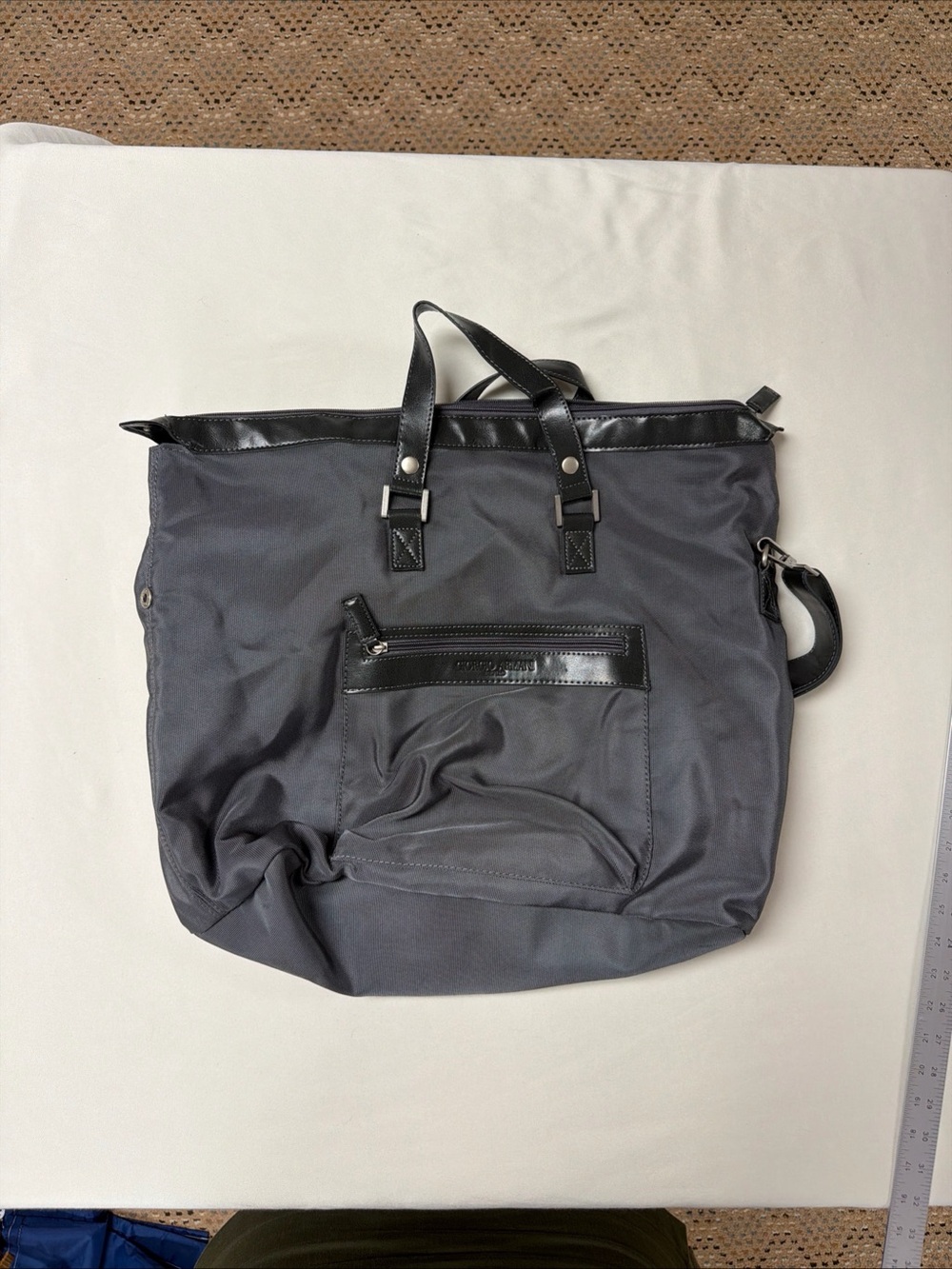 NWOT Georgio Armani Gray/Black Travel Gym Bag W/Adjustable Shoulder Strap